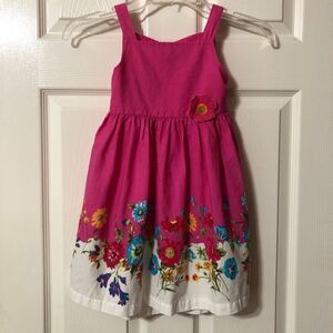 Girls Dress Size 5 BlueBeri Boulevard Pink Dress with Multi Colored Daises
